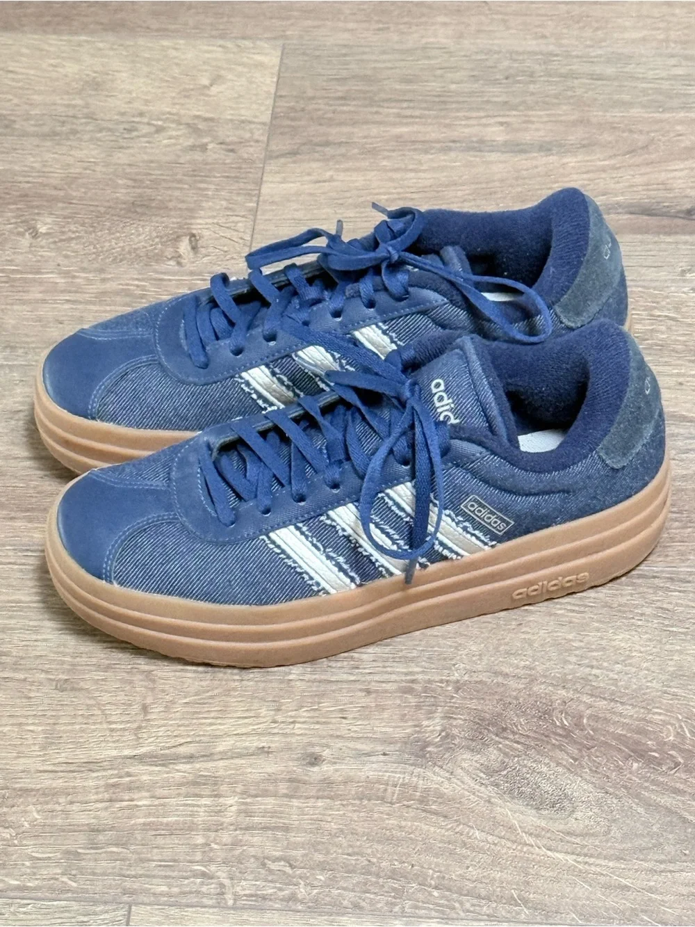 Adidas VL Court Bold Denim Platform Sneakers Womens 7.5 Blue Gum JS4471
